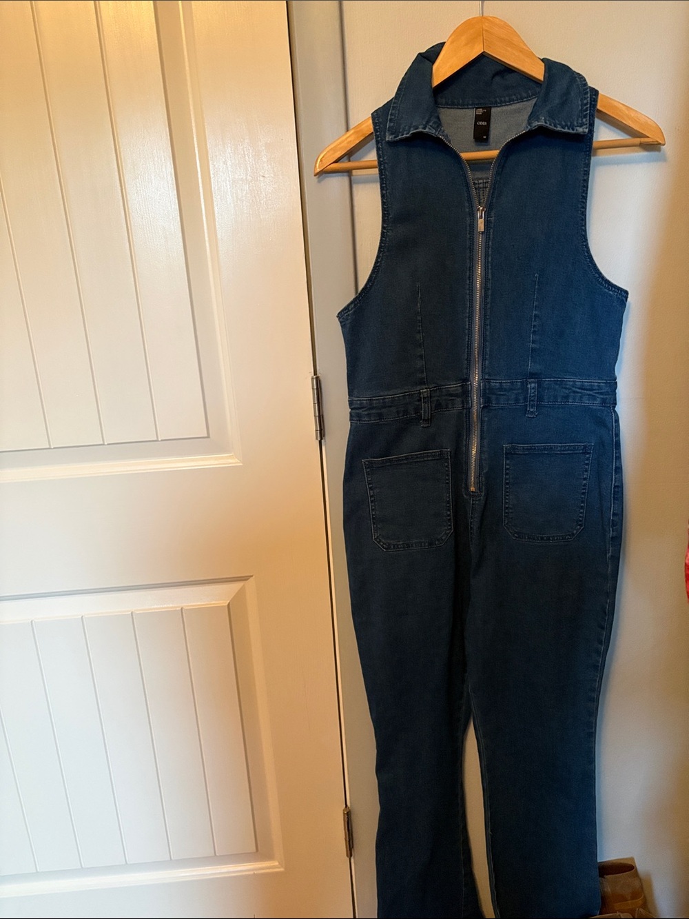 Cider Denim Jumpsuit in Blue PTP 15-1/2 31 inseam